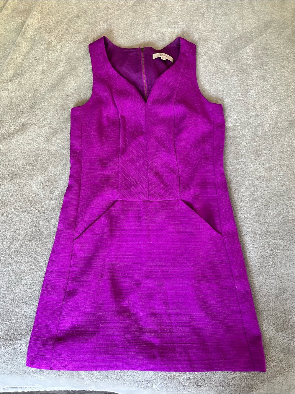 LOFT Magenta Textured Sheath Dress